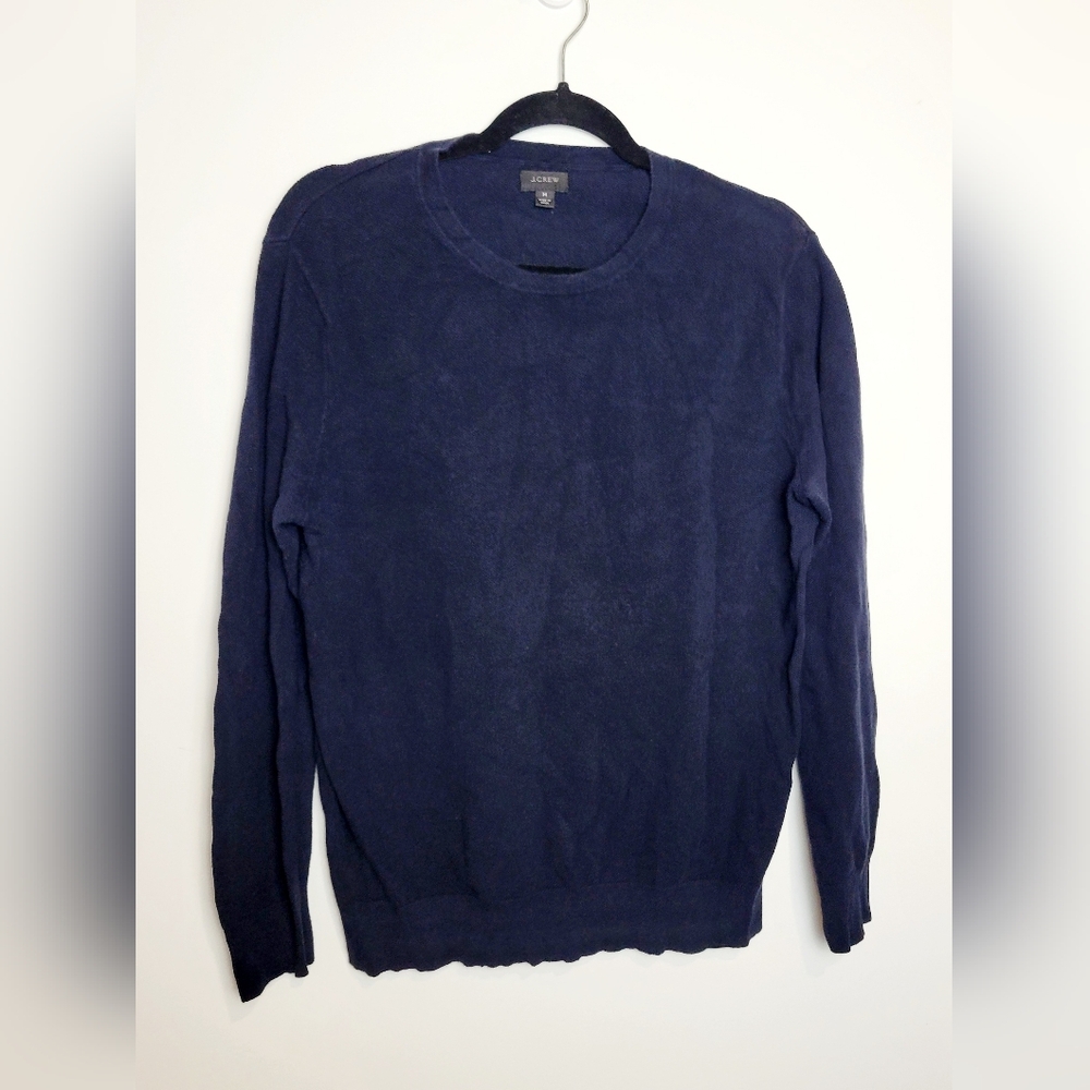 J. Crew Men Crew Neck Long Sleeve Sweater Navy Blue Size Medium